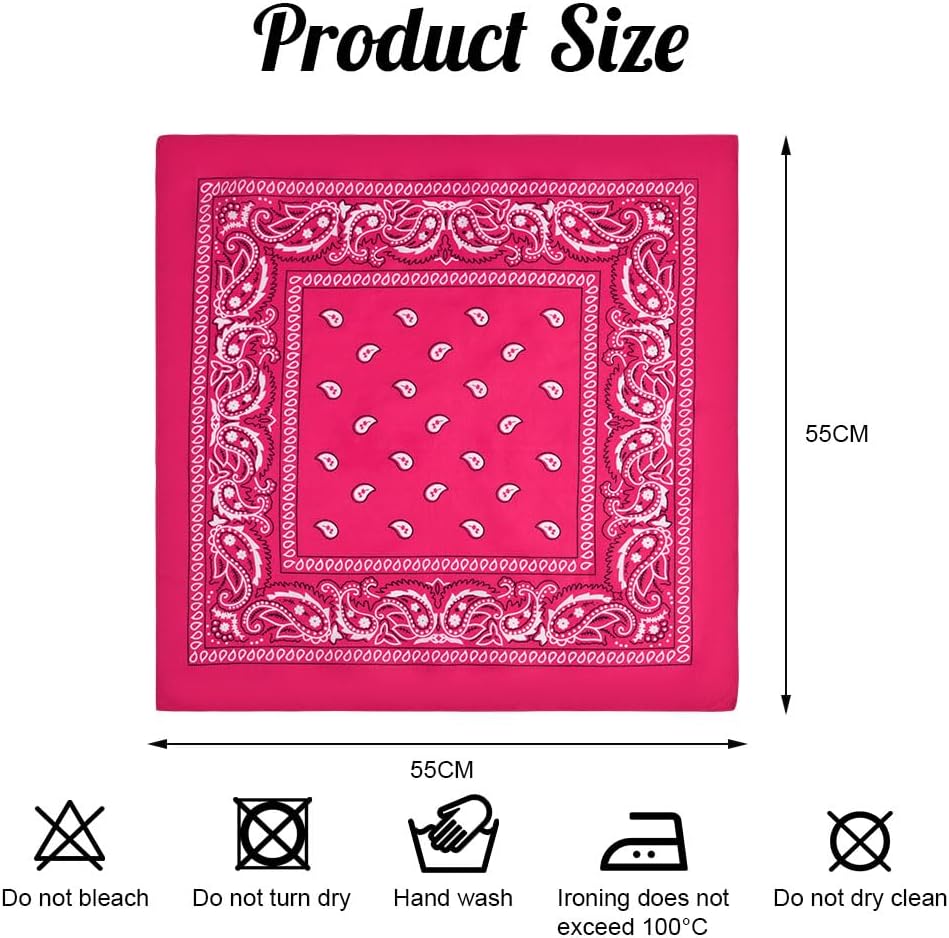 Aomig Bandana Head Scarf for Men and Women, Stylish Cowboy Headband Handkerchief, Multi-purpose Hair Scarf Paisley Print Unisex Headwraps, Bib Party Face Covering Headwear for Motorcycling