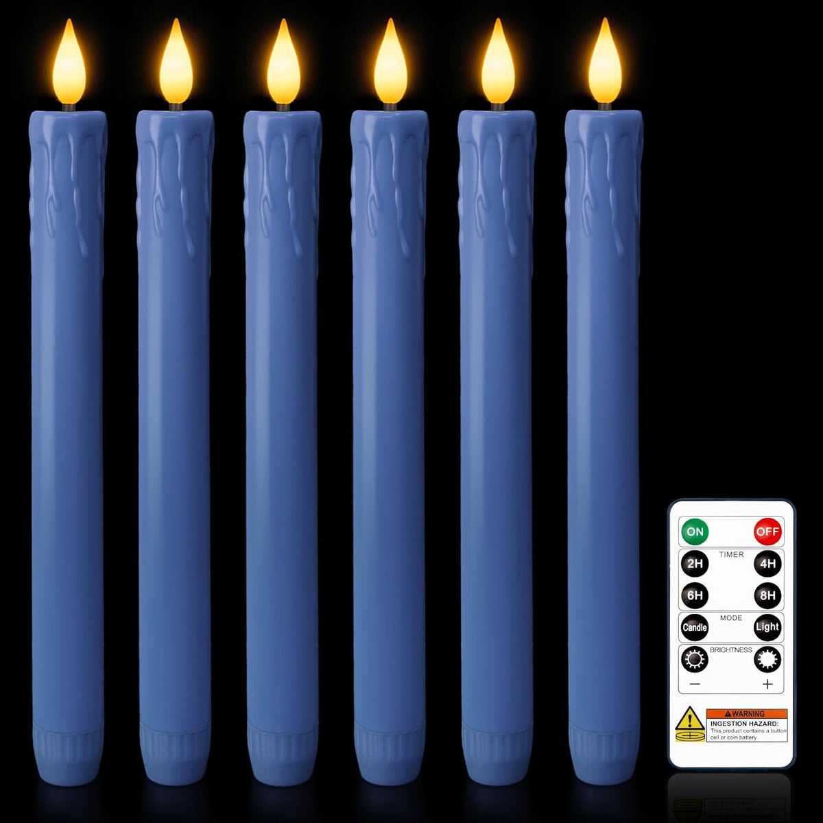 Homemory Real Wax LED Flameless Taper Candles with Remote Timer, 9.6 Inches Ivory Fake Candlesticks, Dripless Battery Operated Window Candle with 3D Flickering Flame for Fireplace Xmas Halloween