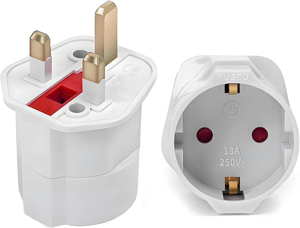 European to UK Plug Adaptor 1Pack, Travel Adapter Eu to UK Plug Adapter
