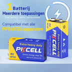 PKCELL Battery 6F22/PP3 (4 Pack) -9 Volt Square Batteries for Smoke Alarm