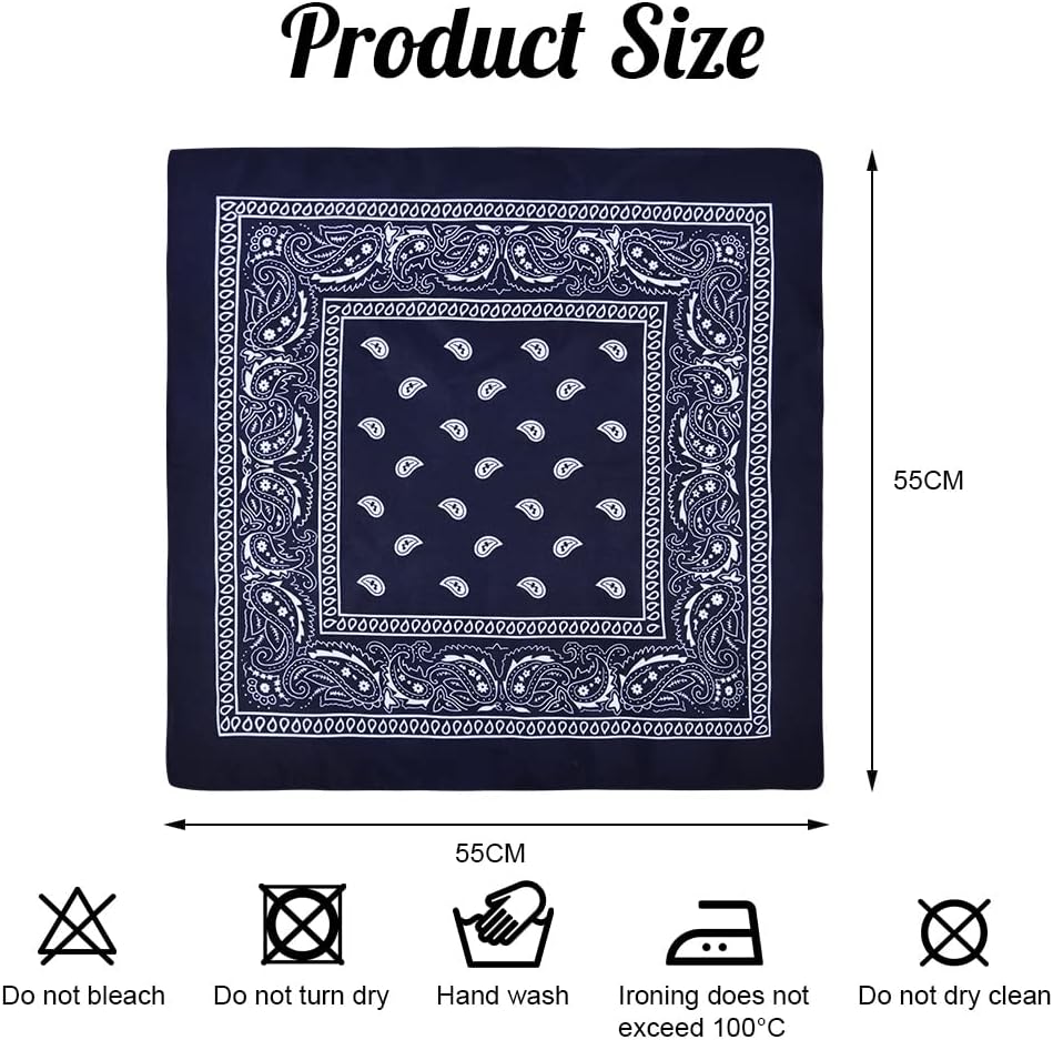 Aomig Bandana Head Scarf for Men and Women, Stylish Cowboy Headband Handkerchief, Multi-purpose Hair Scarf Paisley Print Unisex Headwraps, Bib Party Face Covering Headwear for Motorcycling