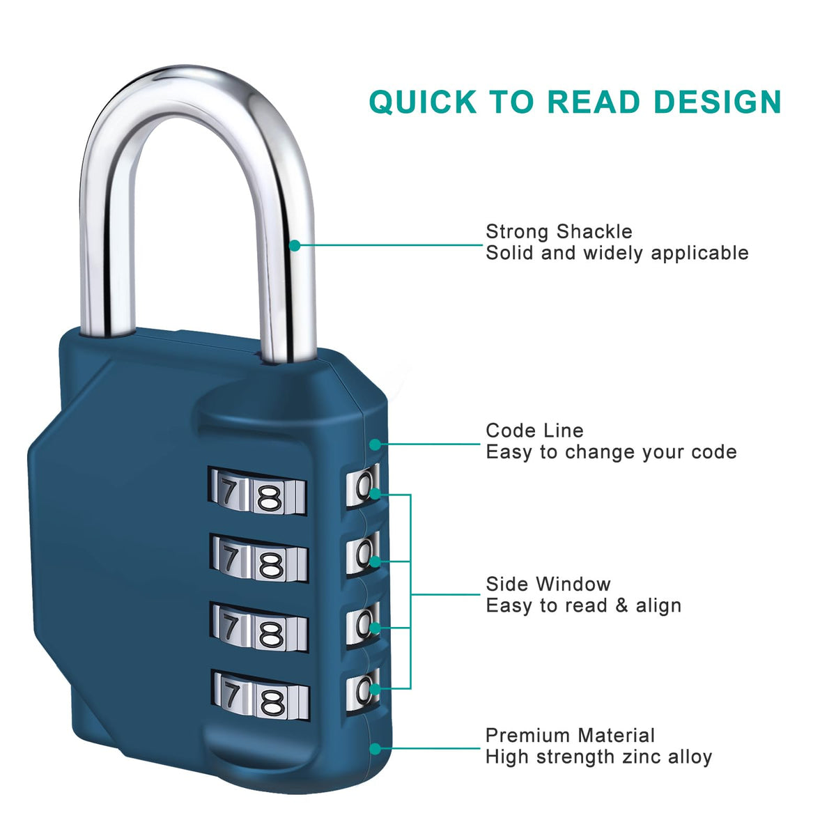 ZHEGE Combination Padlock, 4 Digit Combination Locker Padlock (Red)
