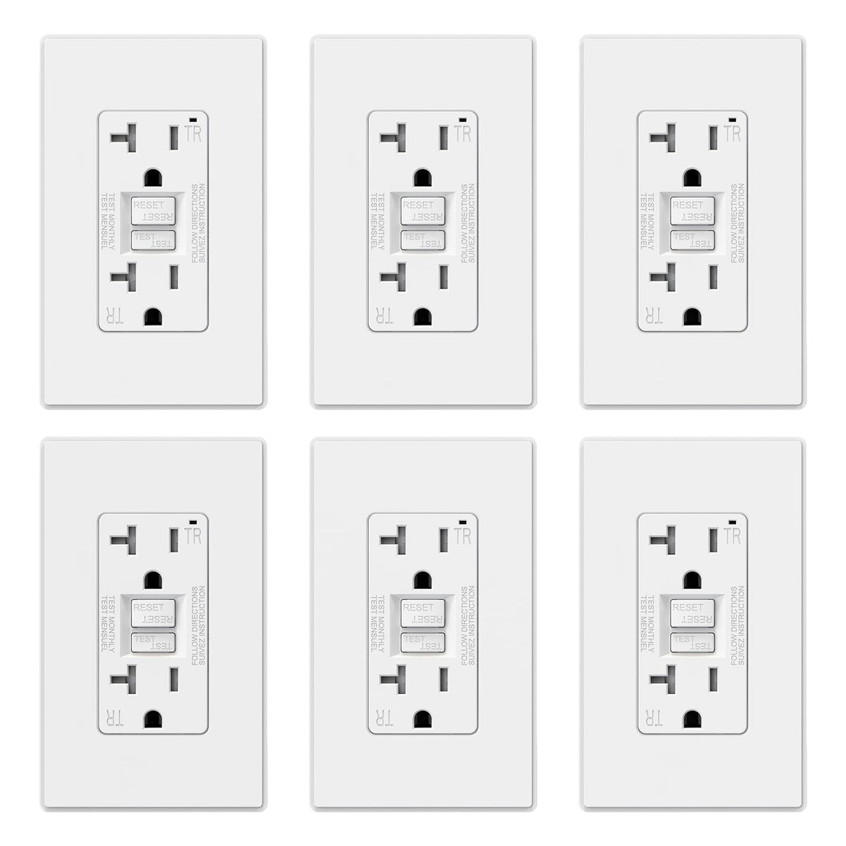 ELEGRP GFCI Outlet 20 Amp, Self-Test GFI Electrical Outlet with Thinner Design, TR Tamper Resistant GFCI Receptacle, Ground Fault Circuit Interrupters with Wall Plate, UL Listed, Light Almond, 1 Pack