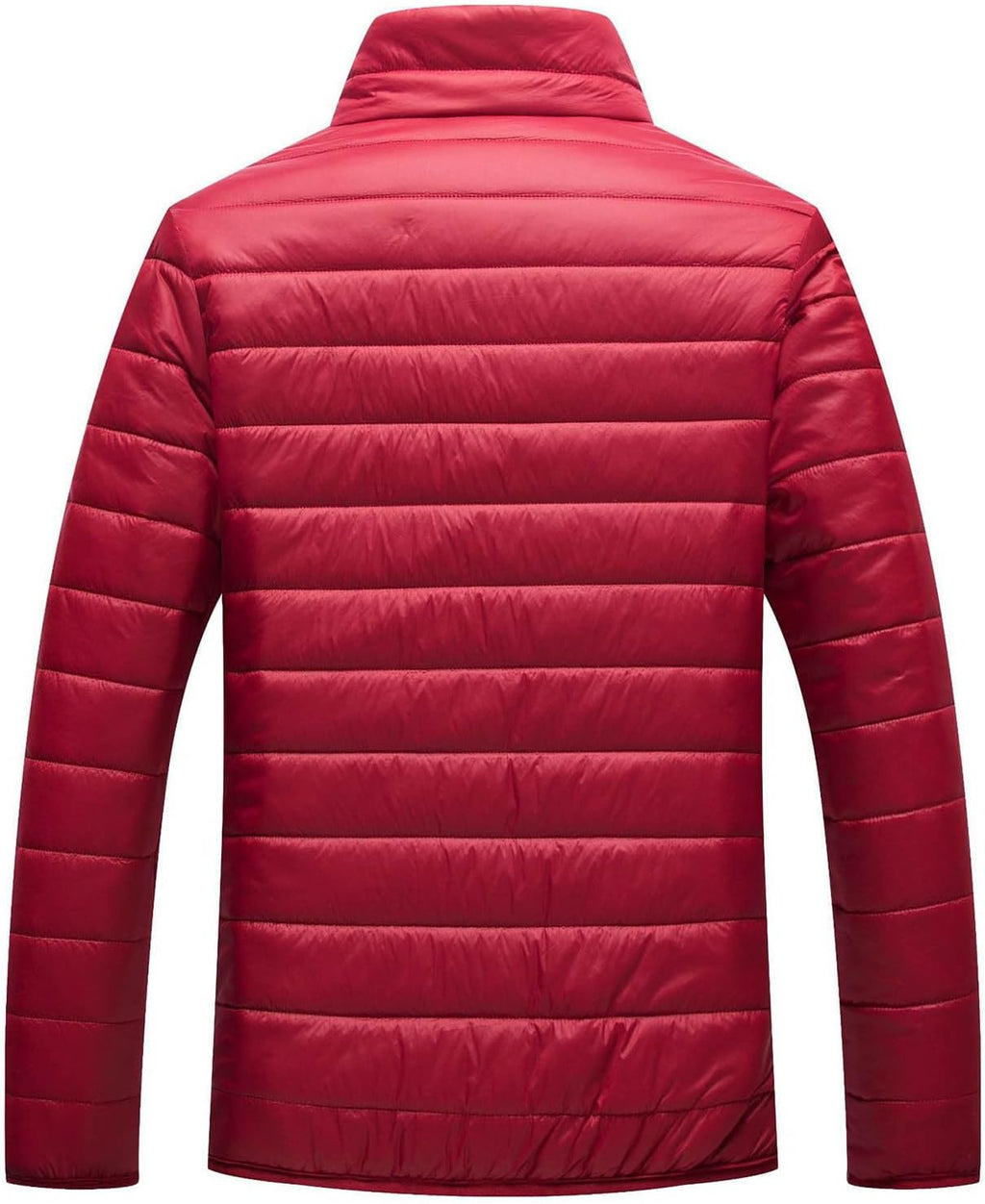 Men Winter Warm Down Jacket Long Sleeve Quilted Coats Casual Puffer Jackets Mens Outdoor Ski Hiking Windproof Stand Collar Full Zip Outwear Solid Color Thermal Coat