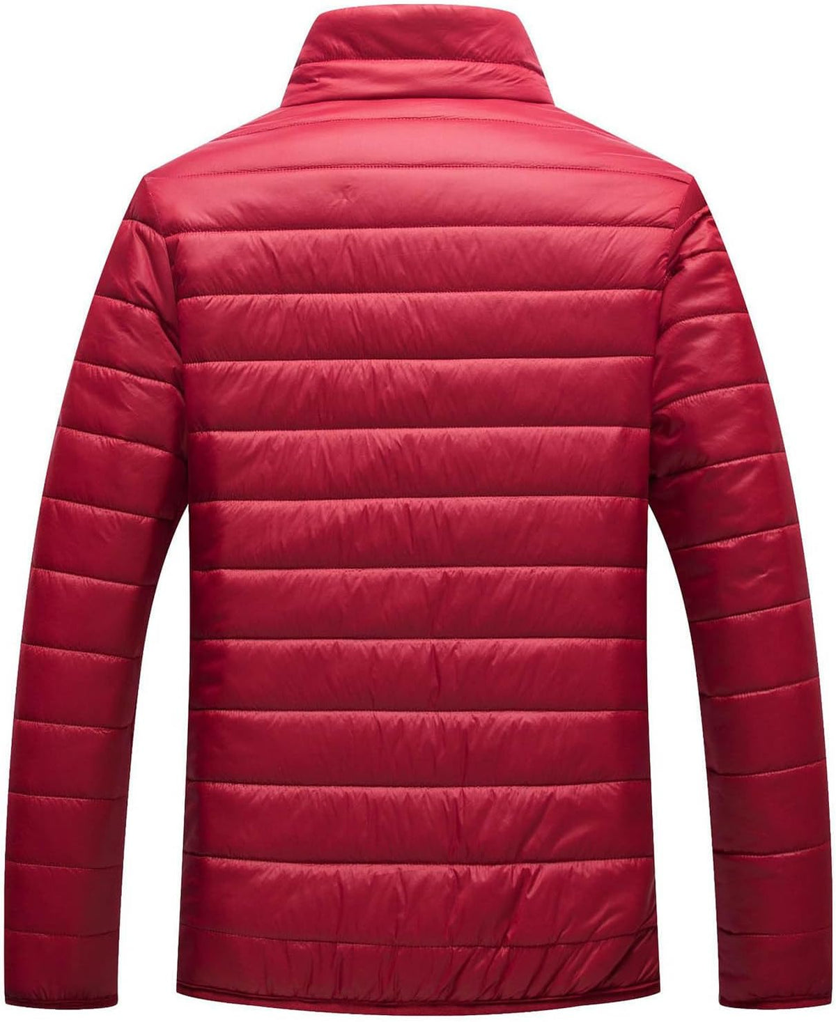 Men Winter Warm Down Jacket Long Sleeve Quilted Coats Casual Puffer Jackets Mens Outdoor Ski Hiking Windproof Stand Collar Full Zip Outwear Solid Color Thermal Coat