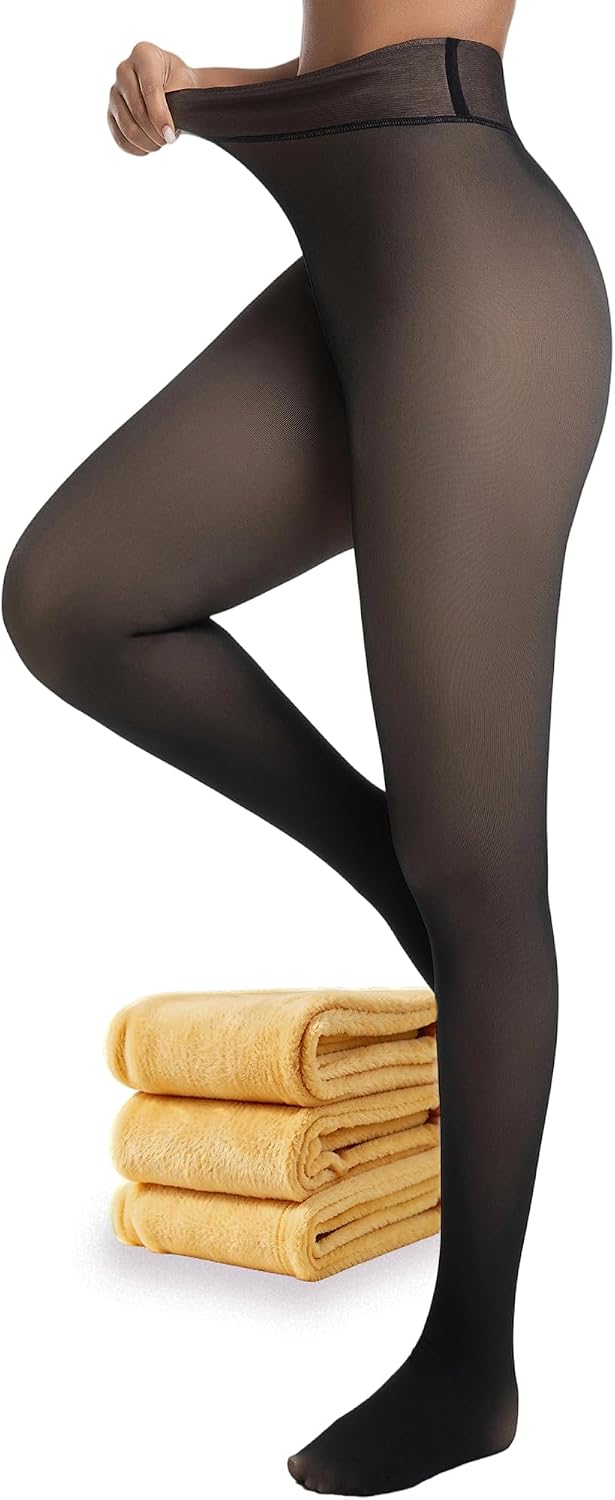 HOWIN Fleece Lined Tights Winter Thermal Tights for Women Fake Translucent