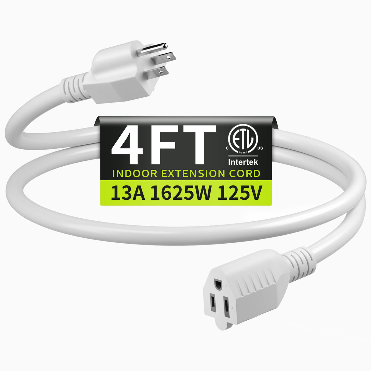 16/3 Black Extension Cord 6 FT Indoor, Short Extension Cord