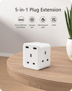 LENCENT 3 Way Plug Extension Socket with 2 Fast Charge USB, PD45W USB C