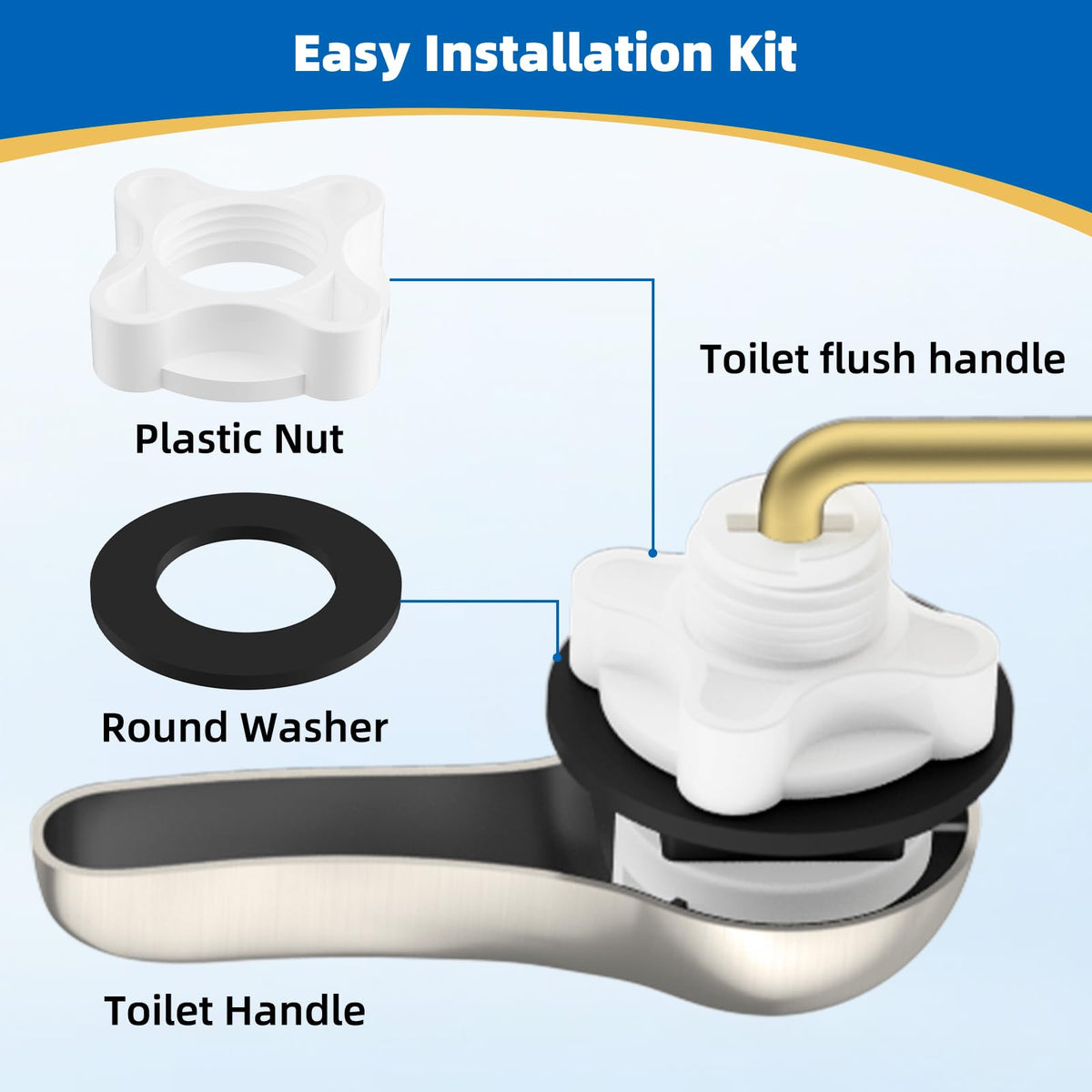 Hibbent Universal Metal Front Mount Toilet Handle Replacement Kit