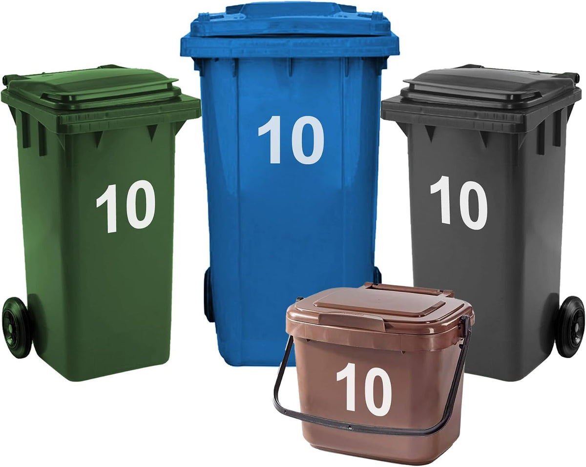 4 Pack Bin Numbers for Wheelie Bins 0-99/A-D | Large Number Stickers (10)