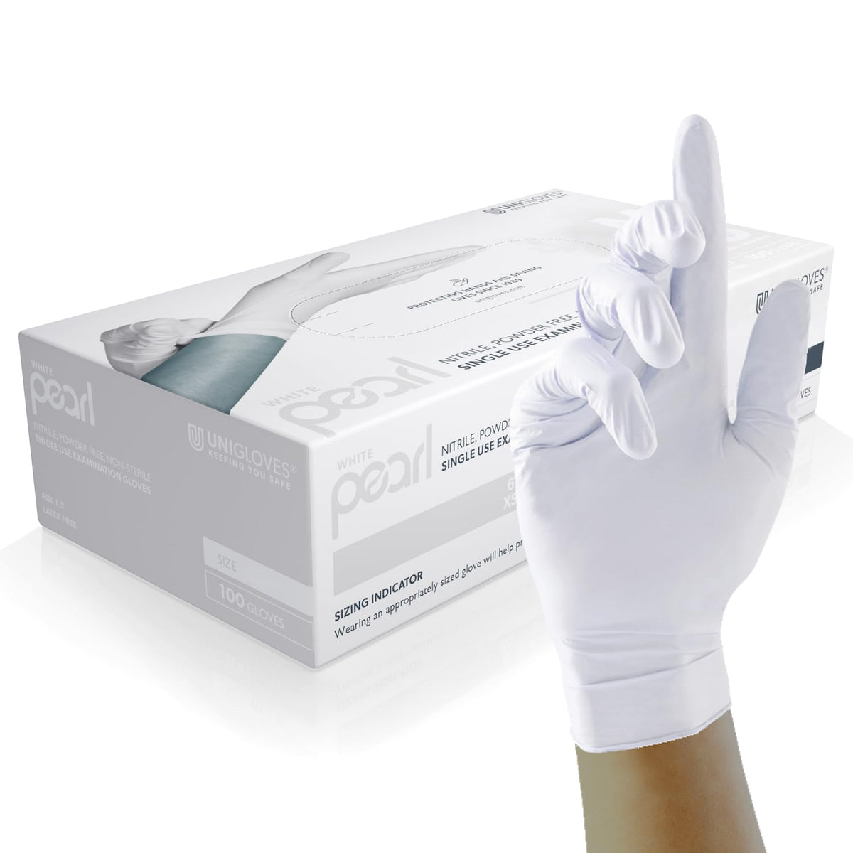 UNIGLOVES Black Pearl Nitrile Examination Gloves - Multipurpose, Powder Free and Latex Free Disposable Gloves - Box of 100 Gloves, Black, Large (GP0034)