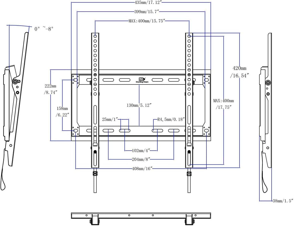 Mounting Dream Fixed TV Wall Bracket for 26-60" TV Max VESA 400x400mm 45kg