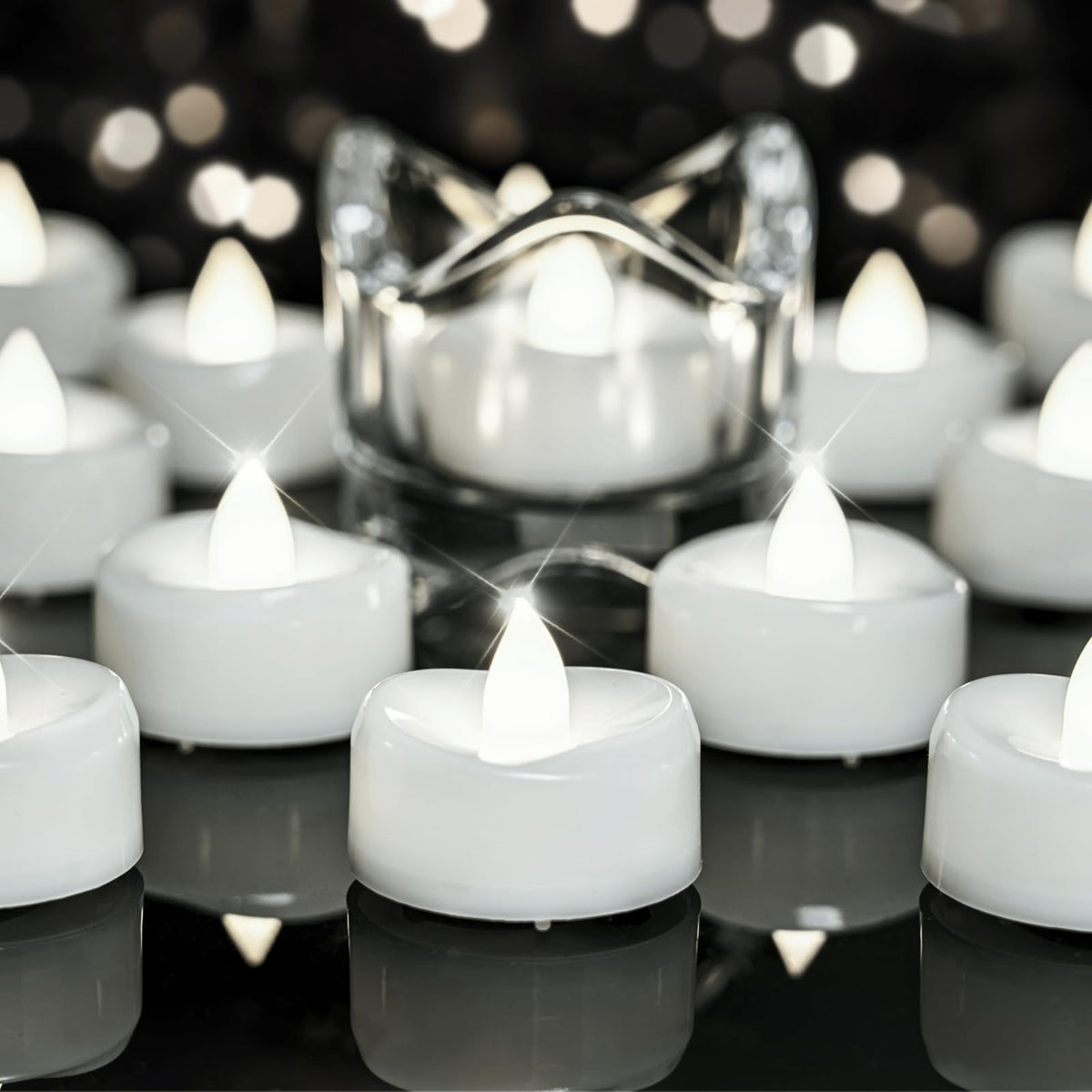 merrynights Flameless Candles, 24 Pack LED Tea Lights Candles Battery Operated, Last 200+ Hrs Flickering Tea Lights, Flameless Tealight Candles for Halloween Diwali Fall Christmas Wedding