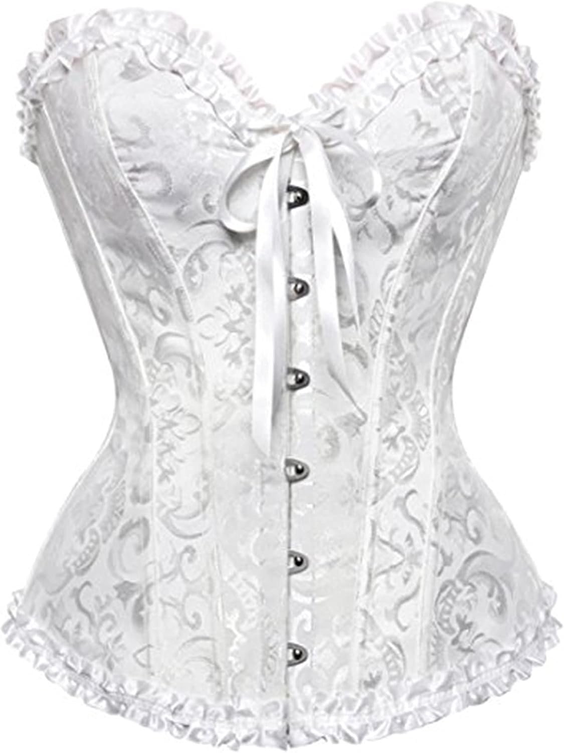 Felcia Women's Corsets Sexy Brocade Overbust Lace up Boned Corsets Shapewear Outfit