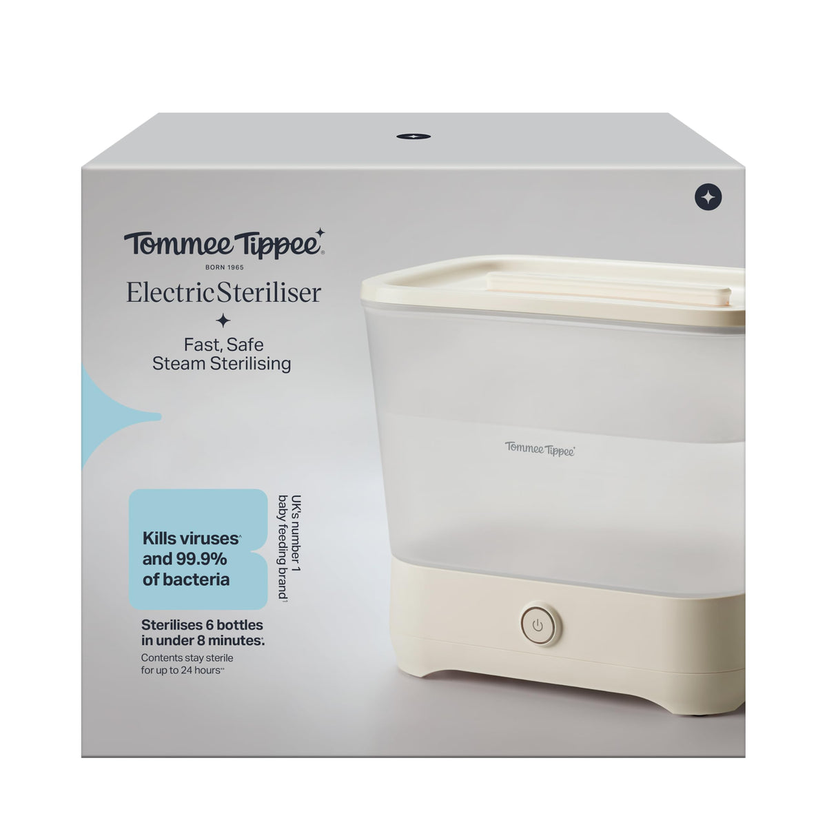 Tommee Tippee Electric Steam Baby Bottle Steriliser 5-Minute Cycle White