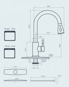 FORIOUS Kitchen Faucet with Cup Washer, Pull Down Sprayer, Brushed Nickel