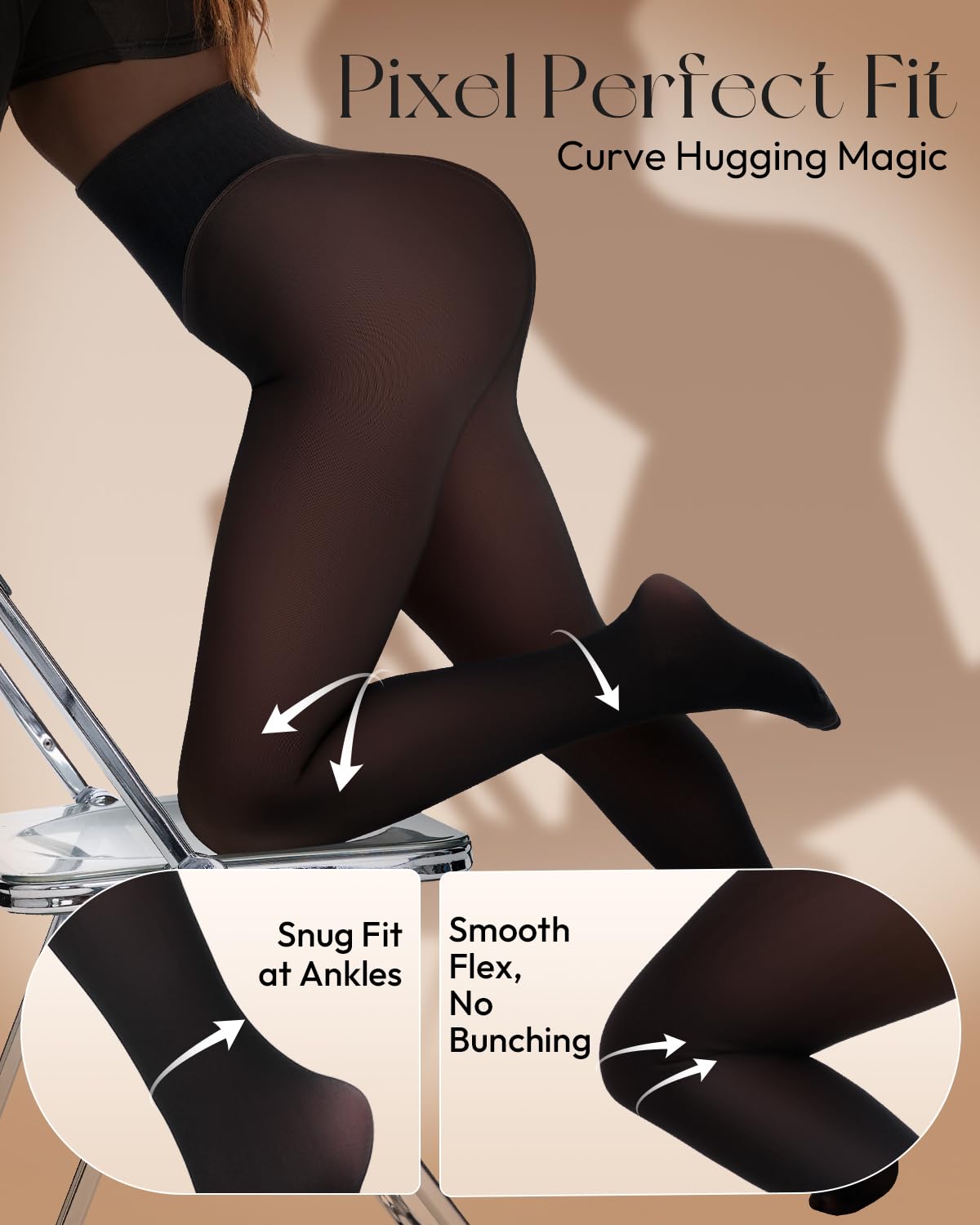 Fleece Lined Tights Leggings Women High Waist Sheer Thermal Tights