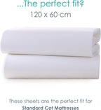 Clair de Lune 2 Pack Fitted Jersey Cotton Cot Sheets 60 x 120 cm (White)
