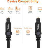 Amazon Basics Toslink Optical Audio Cable for Sound Bar, Home Theatre, 1 m, Black