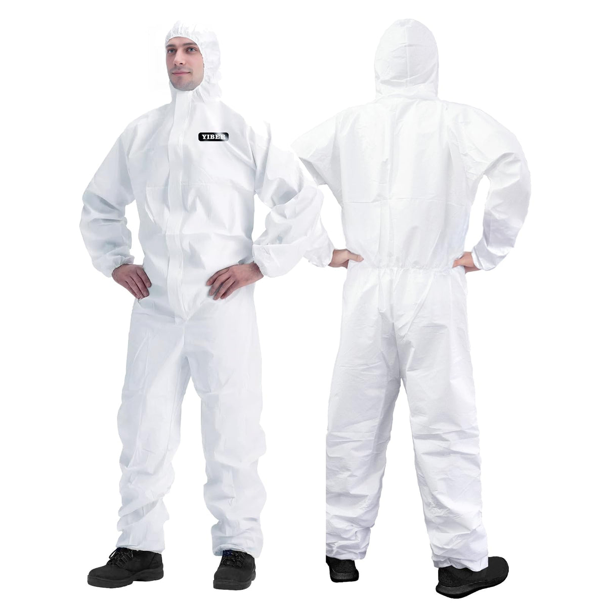 Hazmat suit, Disposable coveralls for Painting, Ideal Halloween Cosplay Hazmat Costume, White, Medium, 2