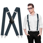 Aomig Mens Braces, Mens Suspenders with Strong Metal Clips, 3.5cm Wide Heavy Duty Suspenders for Men Women Business Wedding Casual
