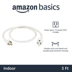 Amazon Basics Extension Cord, 3 Prong Outlet Extender, Indoor Power Cord, 13 Amps, 125V, 6 Ft, Black
