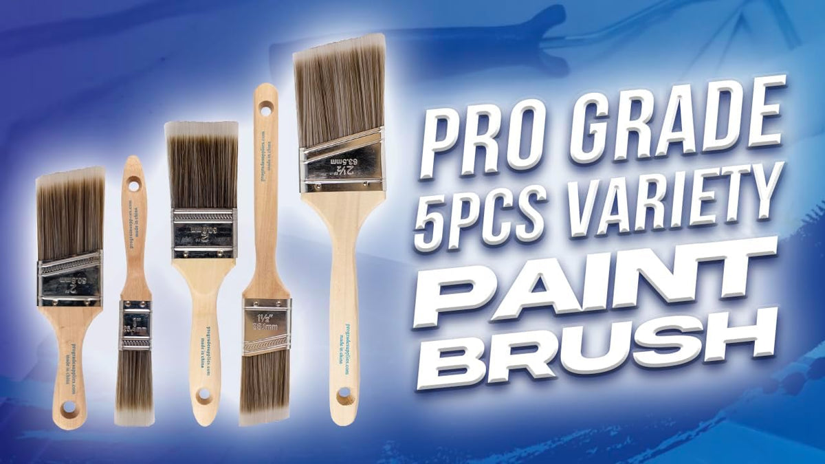 Pro Grade Paint Brushes, Paint Brush Set for Walls, Trim & Stain, 5-Piece