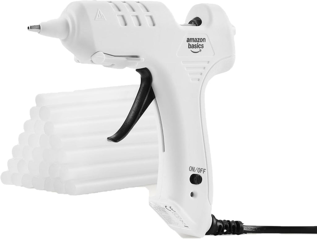 Amazon Basics Hot Glue Gun Kit with 30 Glue Sticks, 20w
