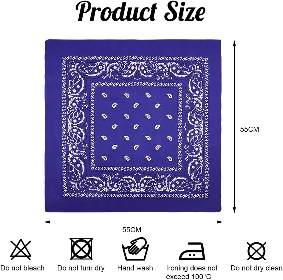 Aomig Bandana Head Scarf for Men and Women, Stylish Cowboy Headband Handkerchief, Multi-purpose Hair Scarf Paisley Print Unisex Headwraps, Bib Party Face Covering Headwear for Motorcycling