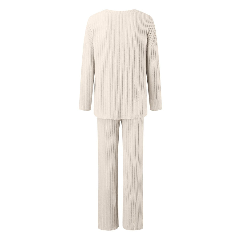 Lounge Wear Sets For Women Uk, Womens Pyjamas Set Long, Ladies Ribbed Loungewear Knit Outfits Womens Tracksuits 2 Piece Set V Neck Casual Casual Homewear