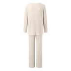 Lounge Wear Sets For Women Uk, Womens Pyjamas Set Long, Ladies Ribbed Loungewear Knit Outfits Womens Tracksuits 2 Piece Set V Neck Casual Casual Homewear