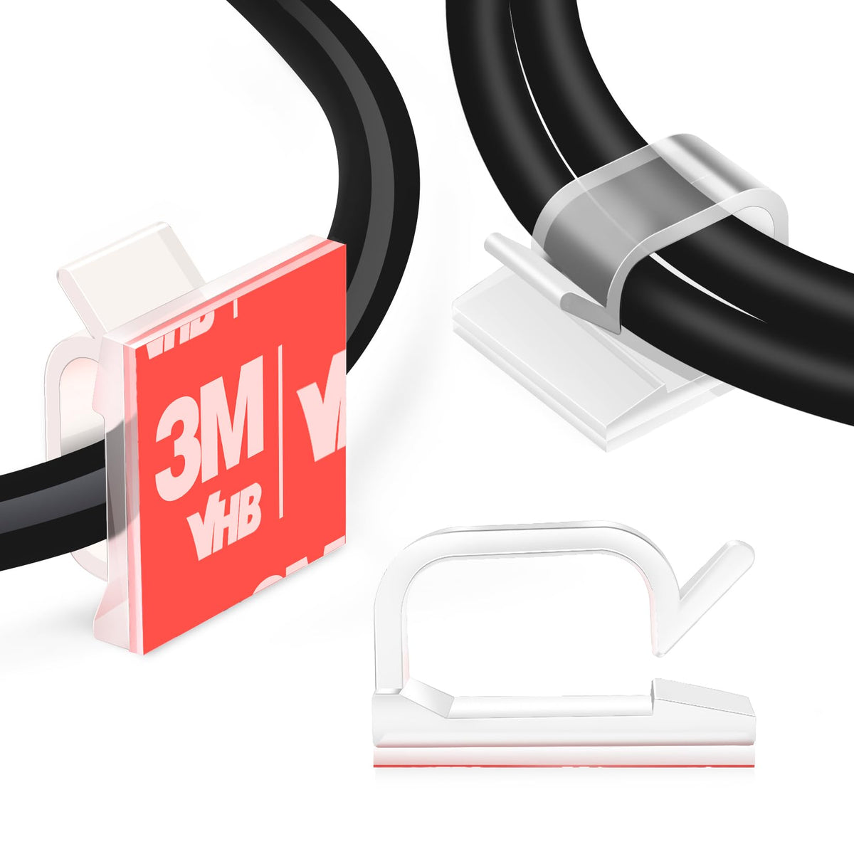 XHF 60PCS 5/8” Clear Adhesive Cable Wire Wall Light Clips, Cord Holder