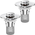 Bathroom Sink Drain Strainer,(2PCS) Pop-up Sink Drain Strainer with Removable Stainless Steel Strainer Basket Hair Catcher, Bathroom Sink Strainer for Bathroom Sink Stopper Replacement