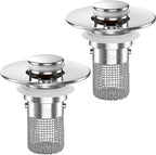 Bathroom Sink Drain Strainer,(2PCS) Pop-up Sink Drain Strainer with Removable Stainless Steel Strainer Basket Hair Catcher, Bathroom Sink Strainer for Bathroom Sink Stopper Replacement
