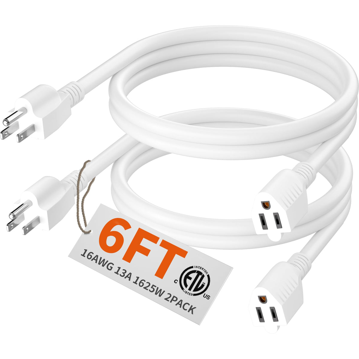 HUANCHAIN Indoor Black Extension Cord 3 FT Waterproof 16/3 Gauge