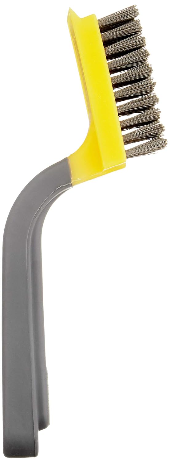Amazon Basics Wire Brush for Rust Removal, Soft Grip, Black and Yellow
