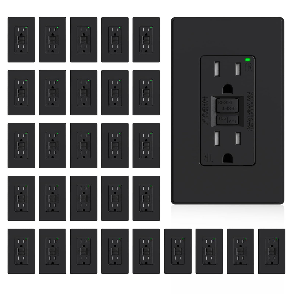 ELEGRP GFCI Outlet 20 Amp, Self-Test GFI Electrical Outlet with Thinner Design, TR Tamper Resistant GFCI Receptacle, Ground Fault Circuit Interrupters with Wall Plate, UL Listed, Light Almond, 1 Pack