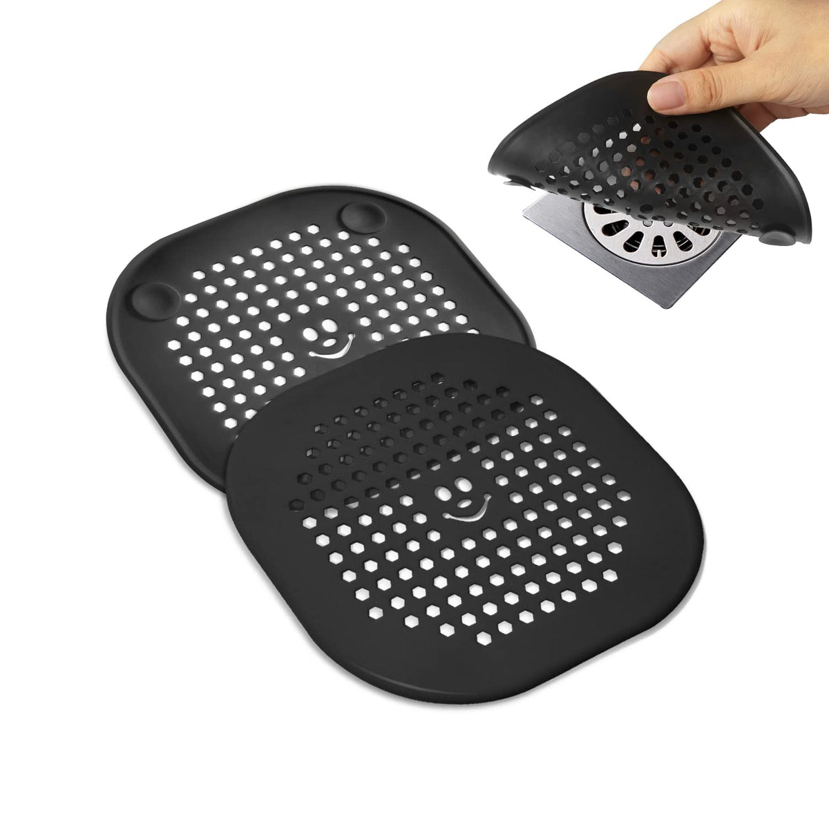2 Pack Drain Hair Catcher Silicone Drain Cover Hair Stopper with Suction Cup for Shower Kitchen Bathroom Light Purple