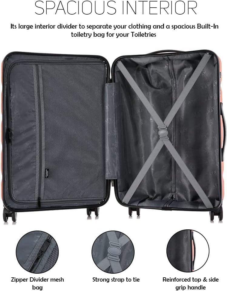 ATX Luggage Extra Large Suitcase Super Lightweight Durable ABS Hard Shell Suitcase with 4 Wheels and Built-in TSA Lock (Black, 32 Inches,132 Liter)