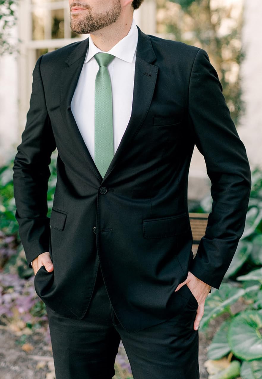 HISDERN Skinny Tie Solid Color 6cm Slim Ties for Men Wedding Classic Formal Business Necktie