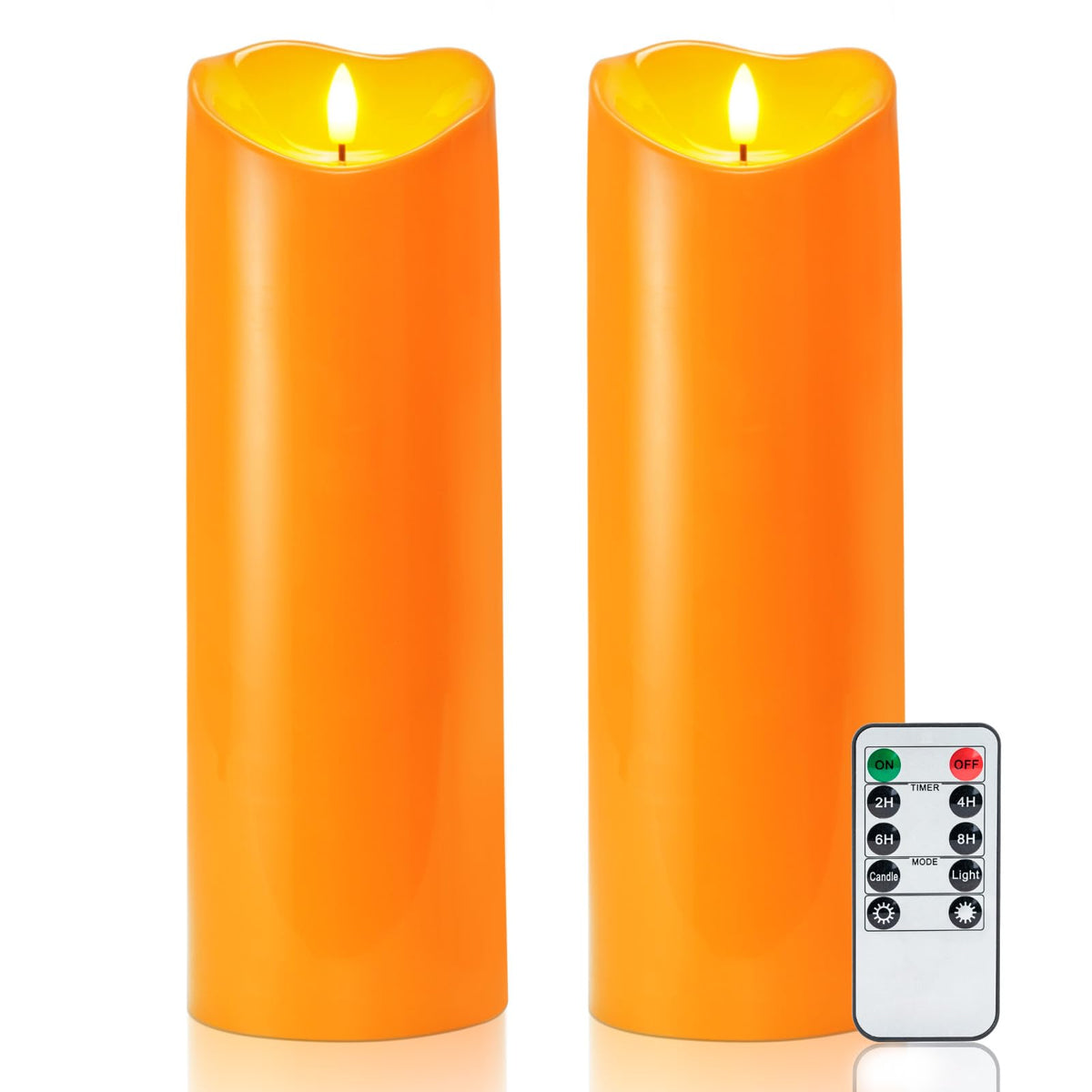 Homemory Orange Drip Real Wax Flameless Candles with Remote Timer, Set of 3
