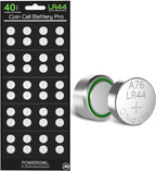 POWEROWL 40 x LR44 Batteries, High Capacity AG13 SR44 L1154F A76 Premium 1.5V Button Coin Cell Battery for Christmas decorations, Key Fobs, Car Keys and More