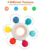 akolik Teething Toys for Baby,Teething Relief Teether Toys for Babies 3-6-12 Months, Silicone Sensory Wooden Teething Toys, BPA-Free,Baby Essentials for 3-6 Months Boy, Girl Toddlers