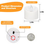 100 Pack Flickering LED Tea Lights, Last 100H+, Warm White Light