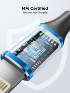 Aioneus iPhone Charger Cable 1M, MFi Certified Lightning Cable Fast iPhone Charging Cable Nylon Braided USB iPhone Charger Lead for iPhone 14 13 12 11 Pro Max XR XS X Max 8 7 6s Plus SE, iPad