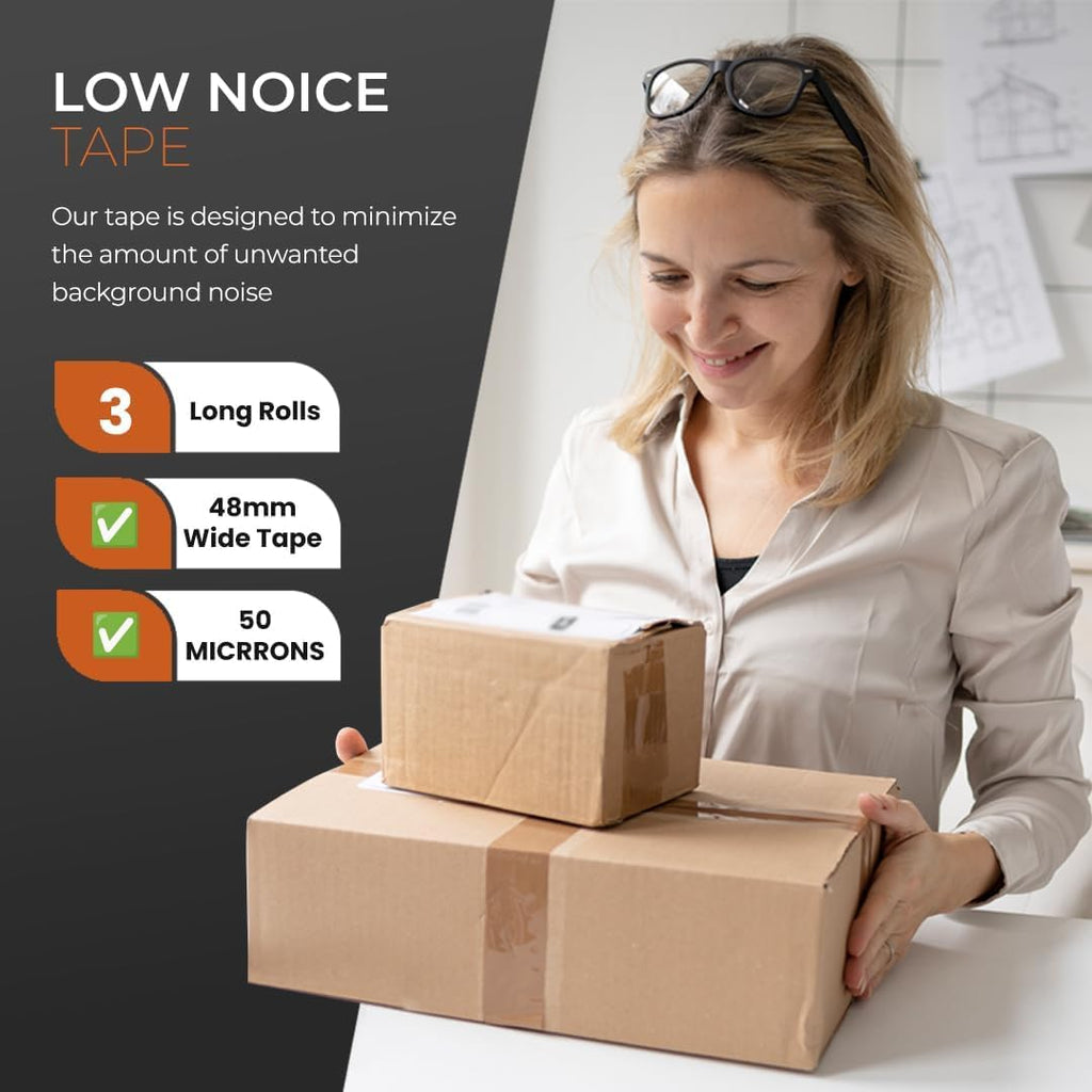 Packaging Tape, Industrial Brown Parcel Tape 3 Rolls With Low Noise - 48mm X 66m, Secure Sticky Brown Tape For Box Packaging, Moving Boxes, Packing Tape Strong For Moving House (3 rolls)