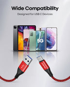 USB to USB C Cable(1M 3-Pack),USB Type C Fast Charger Cable Nylon Braided