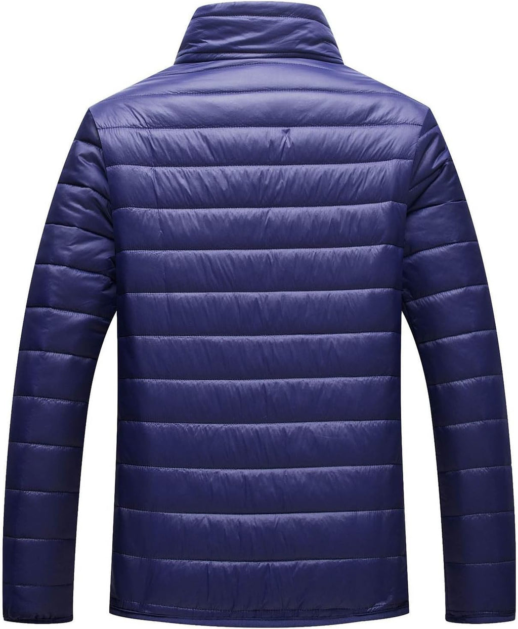 Men Winter Warm Down Jacket Long Sleeve Quilted Coats Casual Puffer Jackets Mens Outdoor Ski Hiking Windproof Stand Collar Full Zip Outwear Solid Color Thermal Coat