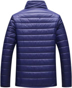 Men Winter Warm Down Jacket Long Sleeve Quilted Coats Casual Puffer Jackets Mens Outdoor Ski Hiking Windproof Stand Collar Full Zip Outwear Solid Color Thermal Coat