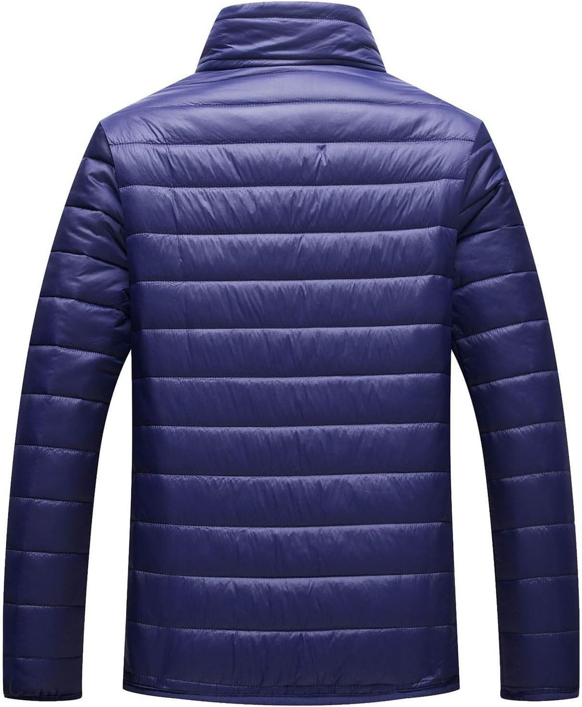 Men Winter Warm Down Jacket Long Sleeve Quilted Coats Casual Puffer Jackets Mens Outdoor Ski Hiking Windproof Stand Collar Full Zip Outwear Solid Color Thermal Coat